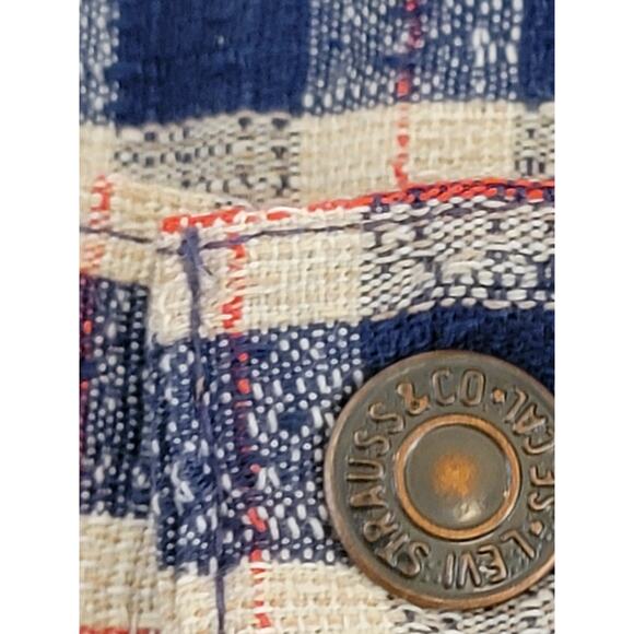 1960s Vintage Levi’s Gentleman Jeans Size 38 Navy Cream Red Plaid - Picture 8 of 8